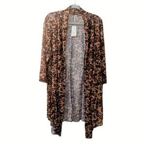 Leopard Print Cardigan, Size 2X, Brown/Tan/Black (NWT)
